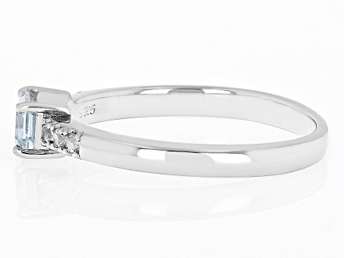 .60ct Glacier Topaz™ With .07ctw White Zircon Rhodium Over Silver December Birthstone Ring - Size 10
