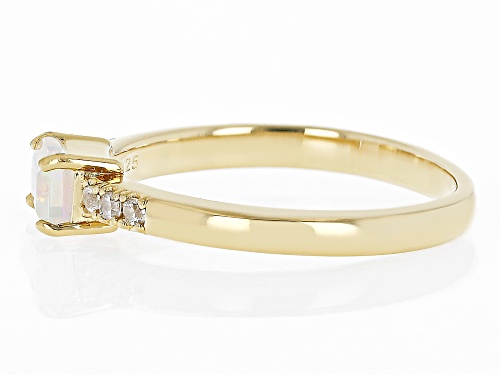 .30ct Ethiopian Opal with .07ctw White Zircon 18k Yellow Gold Over Silver October Birthstone Ring - Size 9
