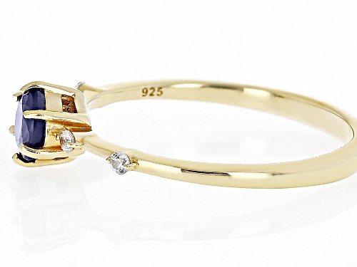 .59ct Blue Sapphire with .07ctw White Zircon 18k Yellow Gold Over Silver September Birthstone Ring - Size 8