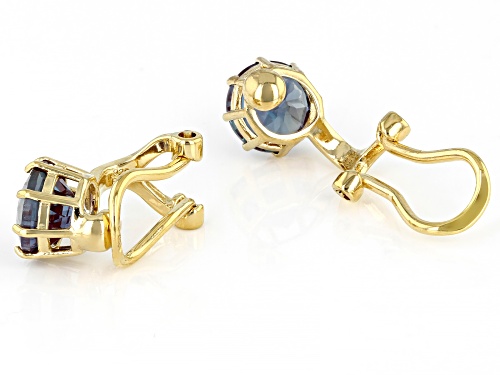 2.81ctw Round Lab Alexandrite 18k Yellow Gold Over Sterling Silver June Birthstone Clip-On Earrings