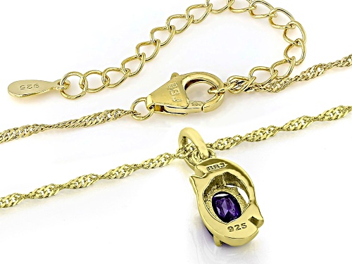 0.64ct Oval Amethyst 18k Yellow Gold Over Sterling Silver Pisces Birthstone Pendant With Chain