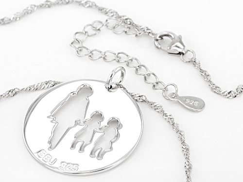 Rhodium Over Sterling Silver Family Of Three Pendant With Chain