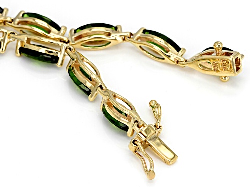 8.98ctw Marquise Chrome Diopside 10k Yellow Gold Bracelet - Size 7.25