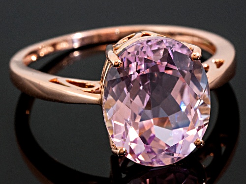 3.52ct Oval Kunzite Solitaire 10k Rose Gold Ring - Size 8