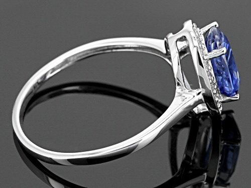1.50ct Oval Kyanite With .11ctw Round White Zircon 10k White Gold Ring - Size 9