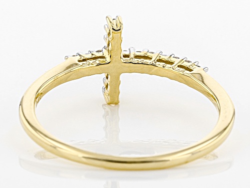 .12ctw Round White Diamond 10k Yellow Gold Cross Ring - Size 7