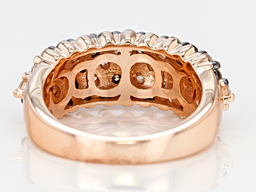 1.50ctw Round Champagne And White Diamond 10k Rose Gold Ring - Size 8