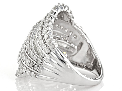 2.00ctw Round and Baguette White Diamond 10k White Gold Ring - Size 7