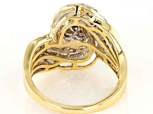 1.00ctw Round and Baguette White Diamond 10k Yellow Gold Ring - Size 5