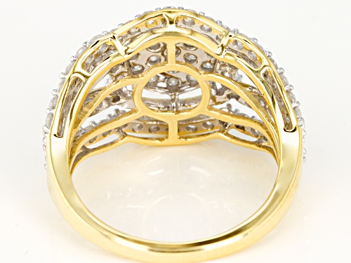 1.50ctw Round White Diamond 10k Yellow Gold Cluster Ring - Size 7