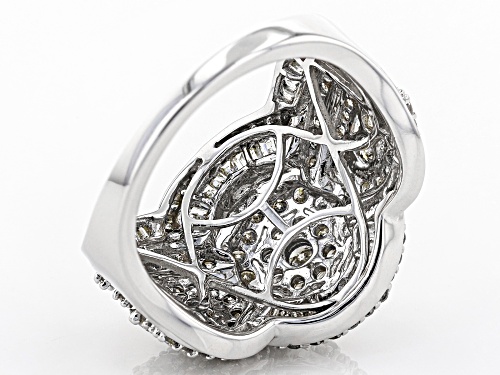 2.00ctw Round and Baguette White Diamond 10k White Gold Ring - Size 10