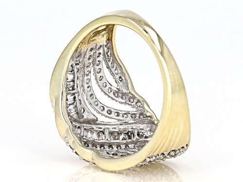 1.00ctw Round and Baguette White Diamond 10k Yellow Gold Ring - Size 6