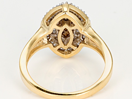 .50ctw Round and Baguette White Diamond 10k Yellow Gold Ring - Size 6