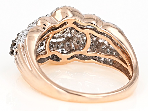 1.50ctw Round Champagne And White Diamond 10k Rose Gold Ring - Size 6