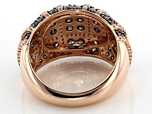 2.00ctw Round Champagne And White Diamond 10k Rose Gold Ring - Size 5