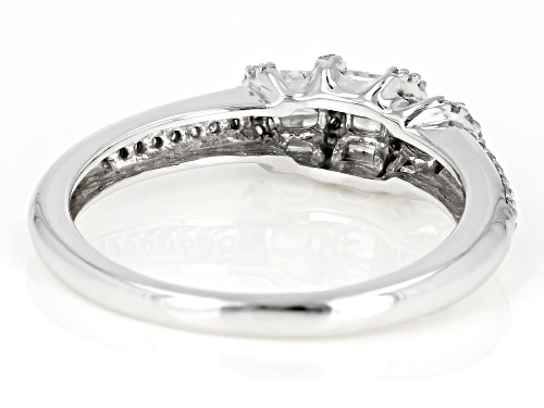 0.50ctw Baguette And Round White Diamond 10k White Gold Ring - Size 7
