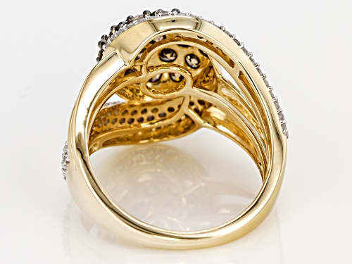 2.00ctw Round Champagne And White Diamond 10K Yellow Gold Ring - Size 5