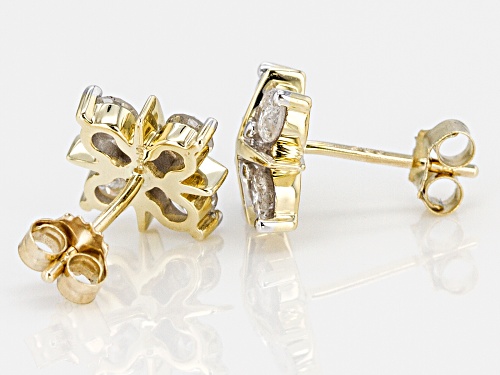 0.75ctw Round White Diamond 10k Yellow Gold Earrings