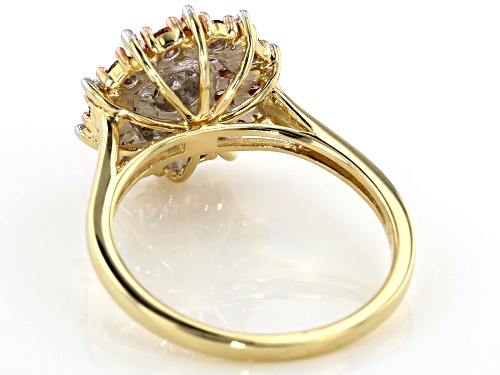 0.75ctw Round And Baguette Champagne And White Diamond 10k Yellow Gold Ring - Size 10
