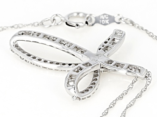 0.50ctw Round And Baguette White Diamond 10k White Gold Cross Pendant With 18 Inch Chain