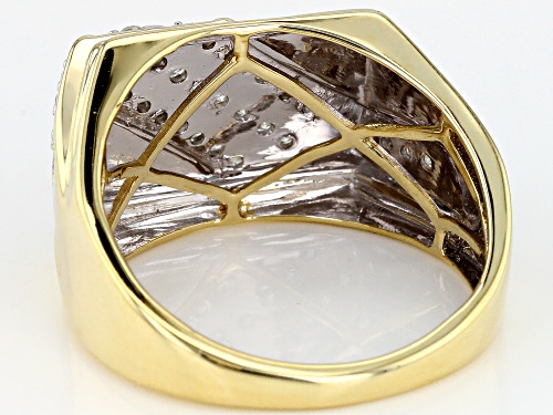 0.50ctw Round White Diamond 10k Yellow Gold Mens Ring - Size 11