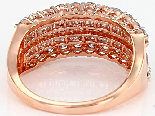 1.45ctw Round and Baguette White Diamond 10k Rose Gold Ring - Size 8