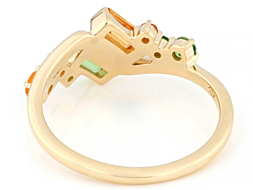 0.31ctw Tsavorite With 0.60ctw Spessartite 10k Yellow Gold Ring - Size 7