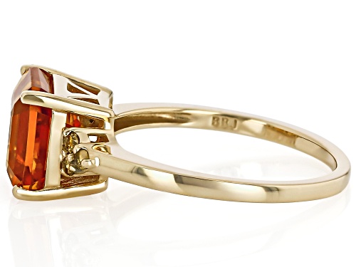3.00ct Asscher Cut Maderia Citrine With 0.12ctw Round Yellow Diamond 10k Yellow Gold Ring - Size 9