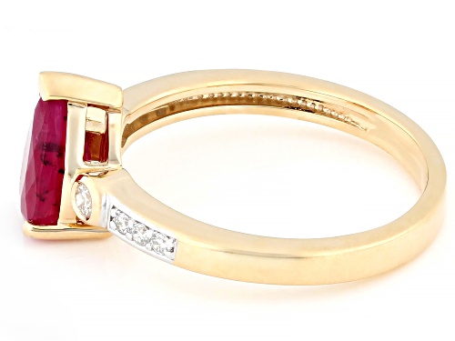 1.67ct John Saul Ruby With 0.11ctw White Prazana® Lab Grown Diamonds 10k YG Ring - Size 9