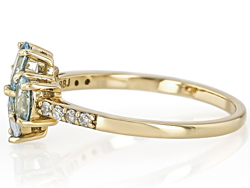 1.00ctw Santa Maria Aquamarine With 0.09ctw White Diamond 10k Yellow Gold Ring - Size 8