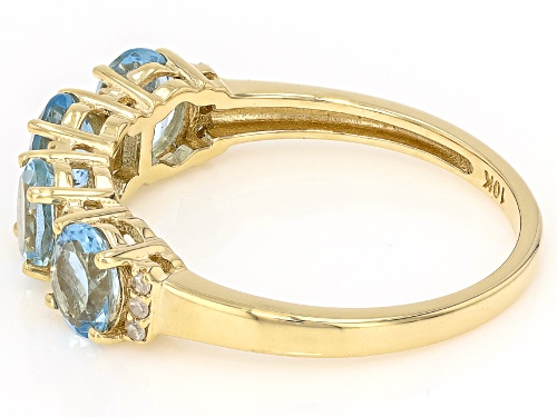 1.00ctw Santa Maria Aquamarine With 0.07ctw White Diamond 10k Yellow Gold Ring - Size 9