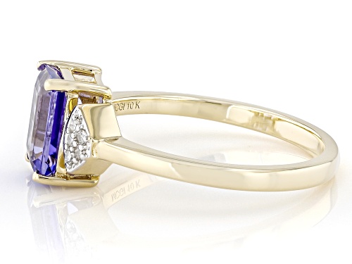 1.35ct Tanzanite With 0.06ctw White Diamond 10k Yellow Gold Ring - Size 9