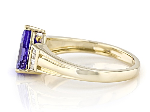 1.16ct Tanzanite With 0.08ctw White Prazana® Lab Grown Diamonds 10k Yellow Gold Ring - Size 7