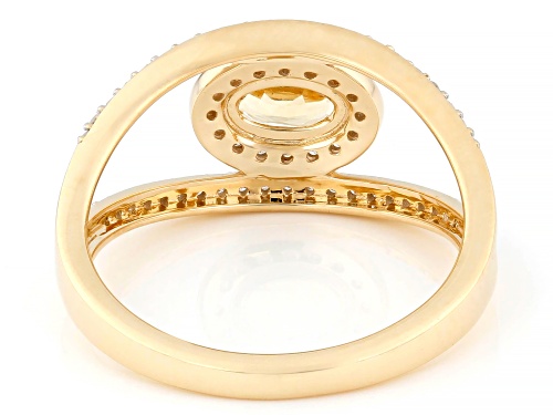 0.45ct Oval Imperial Topaz With 0.28ctw White Diamond 10k Yellow Gold Ring - Size 10