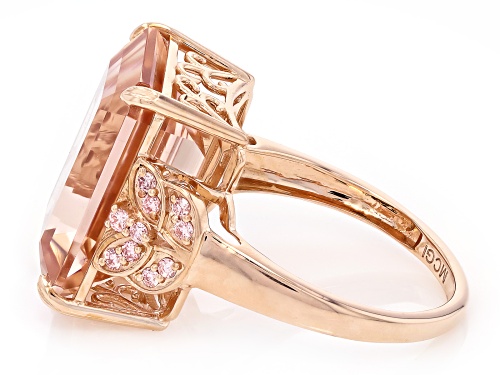 9.89ct Cor De Rosa™ Morganite With .17ctw Prazana® Lab Grown Pink Diamonds 14k Rose Gold Ring - Size 9
