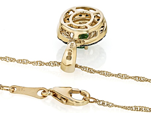 .46ct Oval Tsavorite With 0.24ctw White And Green Diamond 10k Yellow Gold Pendant With Chain