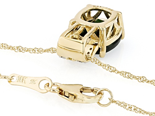 2.75ct Cushion Chrome Diopside With .08ctw Yellow & White Diamond Accent 10K Gold Pendant Chain
