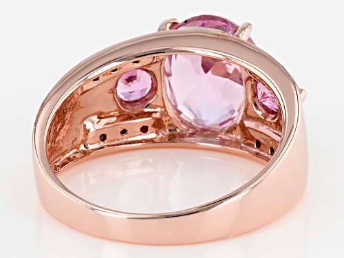 2.50ct Oval Kunzite, .51ctw Round Pink Sapphire And .04ctw White Diamond Accent 10k Rose Gold Ring. - Size 6