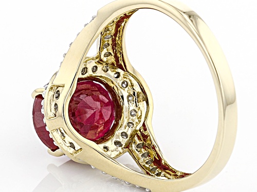 3.65ct Oval Mahaleo® Ruby And .19ctw Round White Diamond 14k Yellow Gold Ring - Size 8