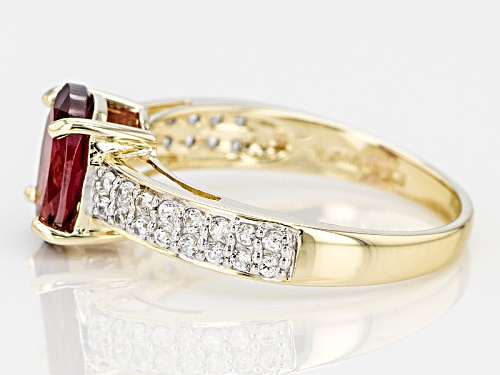 1.89ct Oval Masasi Bordeaux Garnet And .24ctw Round White Zircon 14k Yellow Gold Ring - Size 7