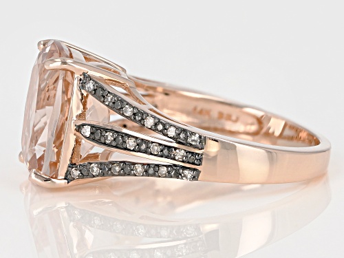 4.25ct Rectangular Cor-De-Rosa Morganite™ & .11ctw Champagne Diamonds 14k Rose Gold Ring..Web - Size 7