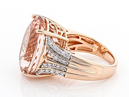 15.20ct Oval Cor-De-Rosa Morganite With 0.34ctw Round White Diamond 10k Rose Gold Ring - Size 7