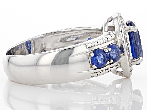 1.70ctw Kyanite With 0.15ctw Round White Zircon Rhodium Over Sterling Silver Ring - Size 9