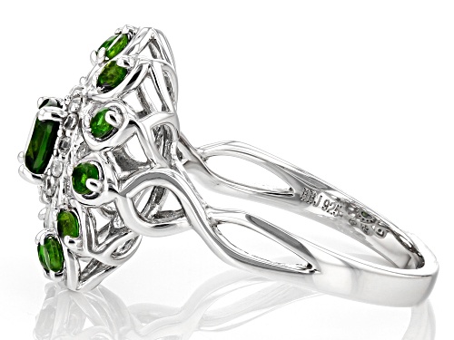 0.88ctw Round Chrome Diopside With 0.11ctw Round White Zircon Rhodium Over Sterling Silver Ring - Size 9