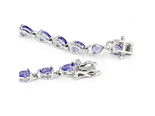 5.25ctw Pear-shaped Tanzanite Rhodium Over Sterling Silver Bracelet - Size 8
