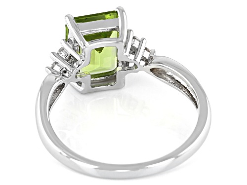 2.17ct Rectangular Octagonal Manchurian Peridot(TM) With 0.10ctw Zircon Rhodium Over Silver Ring - Size 10