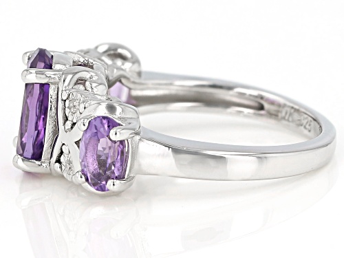 2.78ctw Oval Amethyst With 0.02ctw Round White Diamond Accent Rhodium Over Sterling Silver Ring - Size 10