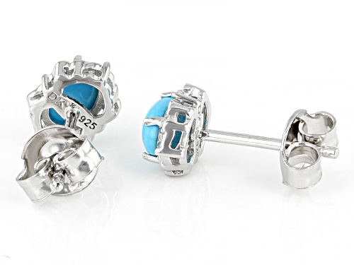 6x4mm Sleeping Beauty Turquoise Rhodium Over Sterling Silver Stud Earrings