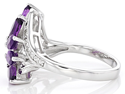 0.89ctw Marquise African Amethyst With 0.01ctw White Diamond Accent Rhodium Over  Silver Ring - Size 7
