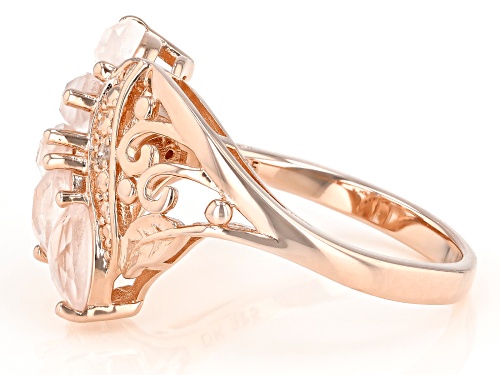 0.89ctw Marquise Rose Quartz With 0.01ctw White Diamond Accent 18k Rose Gold Over Silver Ring - Size 7
